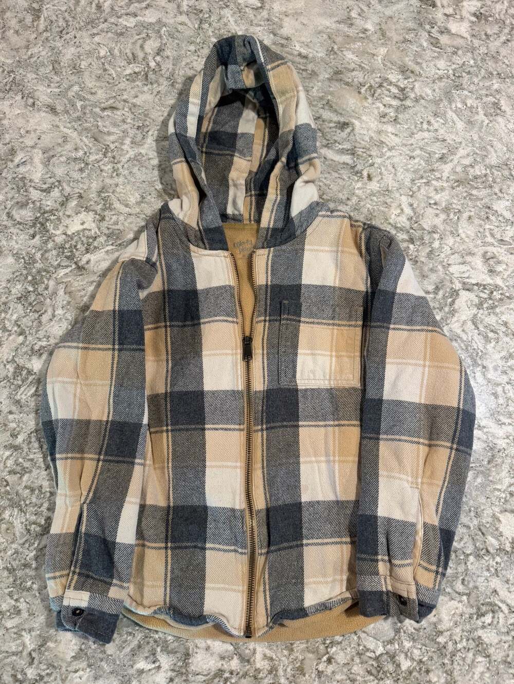 Colorful Planet Boys Plaid Flannel Fleece Lined Zip Up Hooded Jacket Size M 8